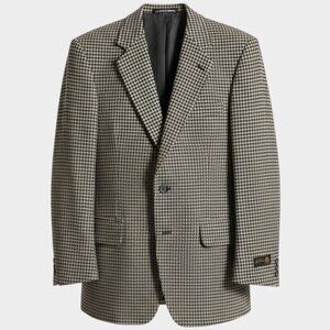 Vintage Mens Blazer Sport Coat 2-Button Jacket TWEED Wool Made in USA 42L